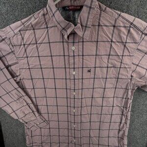 Quiksilver Button Up Shirt Long Sleeve Men Skate Surf Light Red Large Cotton